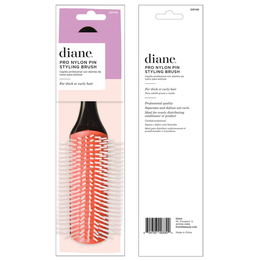 Diane Pro Nylon Pin Styling Hair Brush for Detangling, Separating, Shaping and Defining Wet Thick or Curly Hair, Glides Through Tangles with Ease