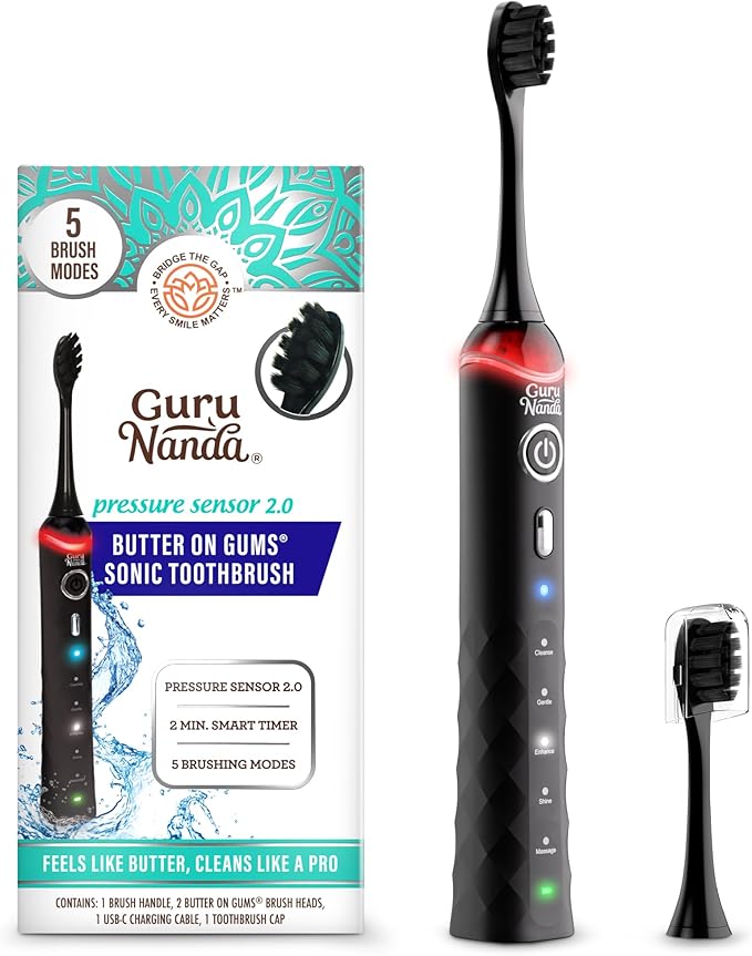 GuruNanda Pressure Sonic 2.0 Electric Toothbrush Black