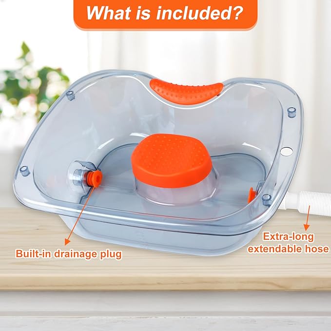 Hair Washing Basin for Bedridden, Portable Shampoo Bowl, Basin at Home for the Elderly, Hair Cuts and Coloring for the Elderly, Disabled, Bedridden and Handicapped, Blue