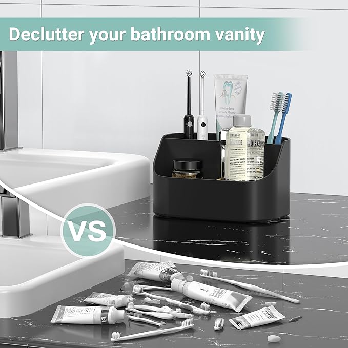 Mens Countertop Toothbrush Holder for Bathroom with Removable Divider