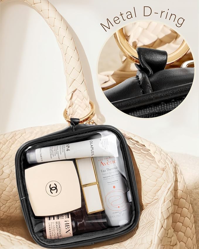 LETGO Clear Sunscreen Bags For Beach Pool,Waterproof Mini Sun Bag Travel Toiletry Makeup Bag,Travel Beach Pool Summer Essentials SPF Bag For Women Girls(Mini Black)