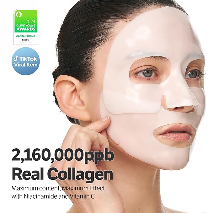 SUNGBOON EDITOR Deep Collagen Niacin-Vita C Overnight Mask, Brightening & Wrinkle Care Mask, 2,160,000PPB Collagen + Niacinamide + Vita C, Korean Skincare, 4ea, Gifts for Women
