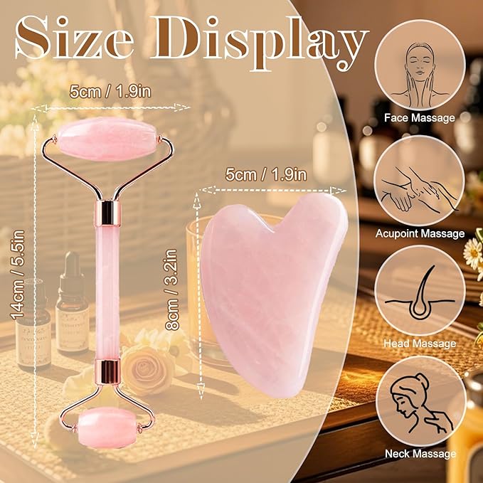 Ao Yee ZGL Gua Sha Facial Massage Tool and Roller Set,Face Depuffing