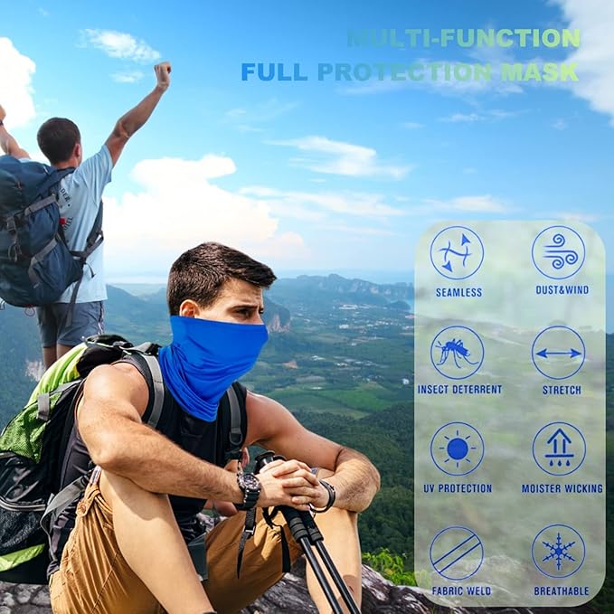 6 Pack Neck Gaiter Balaclava Bandana Gator Face Mask Scart Cover Breathable Sun Protection Headwear for Men Women (6 Pack MIX Color)