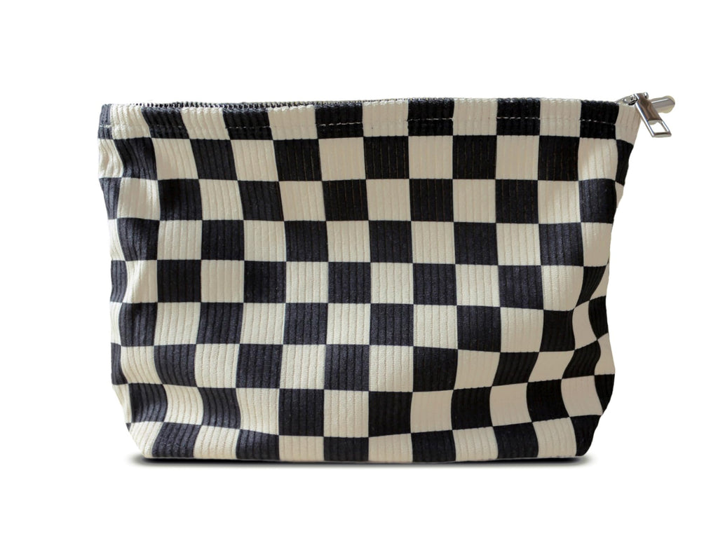 HAPPYHEIDI Large Makeup Bag Travel Cosmetic Pouch, Green Gingham