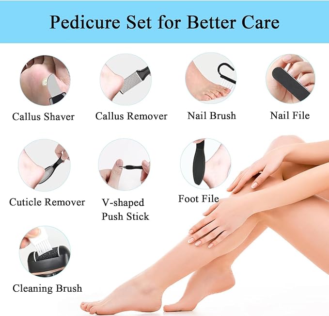 Callus Remover for Feet Electric Foot File, 13-in-1 Professional Pedicure Tools Foot Care Kit, Foot Scrubber Pedi for Hard Cracked Dry Dead Skin, 3 Rollers, 2 Speed, Battery Display (Black)