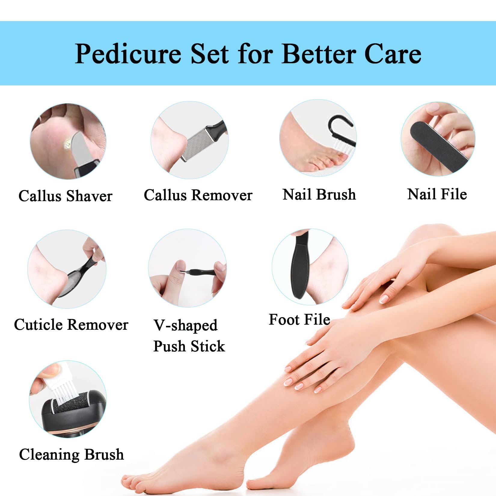 Callus Remover for Feet Electric Foot File, 13-in-1 Professional Pedicure Tools Foot Care Kit, Foot Scrubber Pedi for Hard Cracked Dry Dead Skin, 3 Rollers, 2 Speed, Battery Display (Black2)