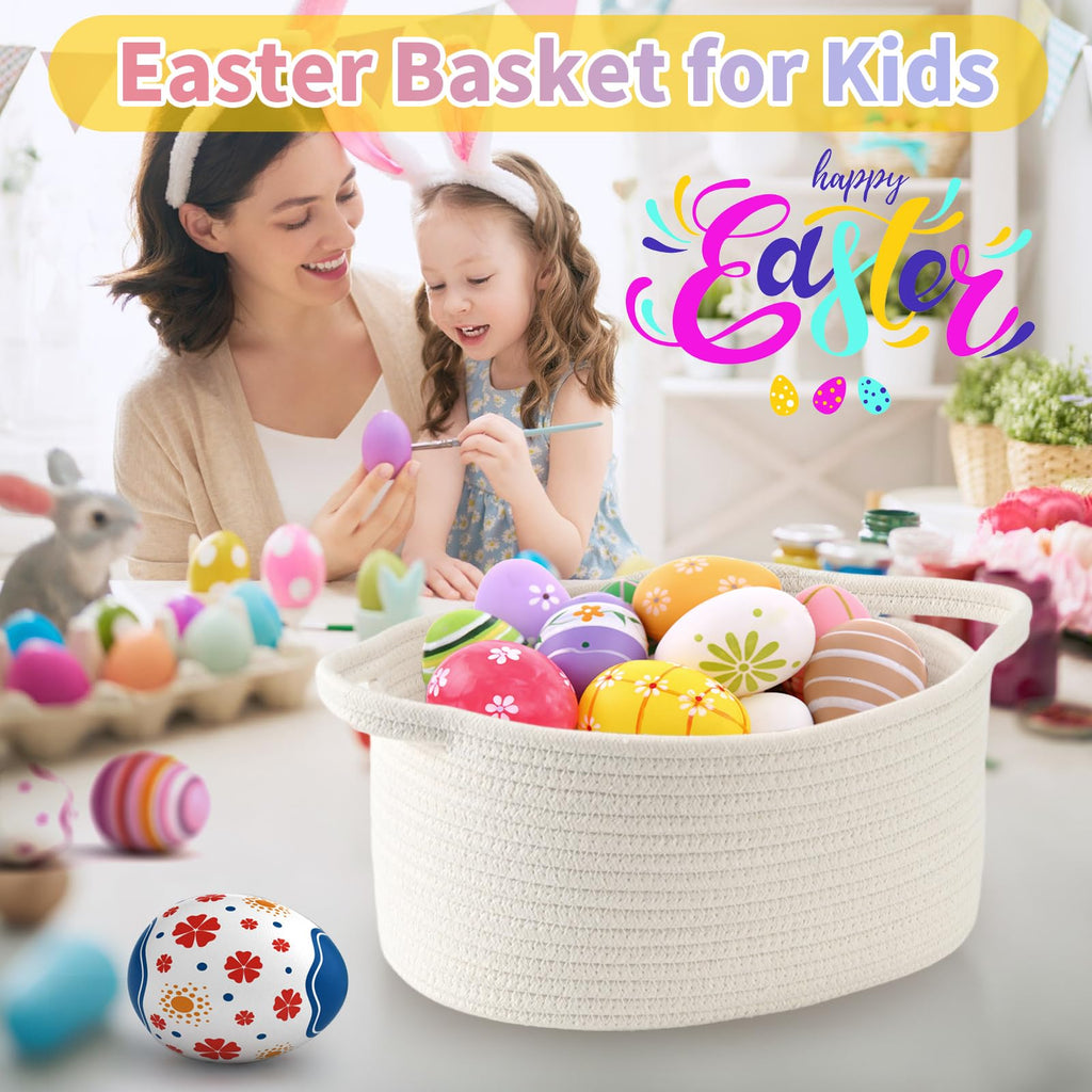 Happyiren Cute Woven Storage Basket with Handle, Baskets for Gifts Empty