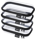 YQBRAO 4-Pack Clear Hard Shell Zipper Case, 1.2mm Ultra-Thick Diaper Bag Organizer Pouches, Rigid Self-Standing Travel Makeup Bags with YKK Zippers, TSA Approved, Black