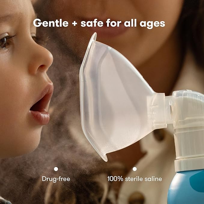 Frida Baby NoseFrida Saline Mist Nasal Inhaler, Decongestant Spray for Congestion & Allergy Relief for Babies + Kids, Nasal Saline Spray, Soothes Stuffy Nose & Sore Throat, Includes Mask