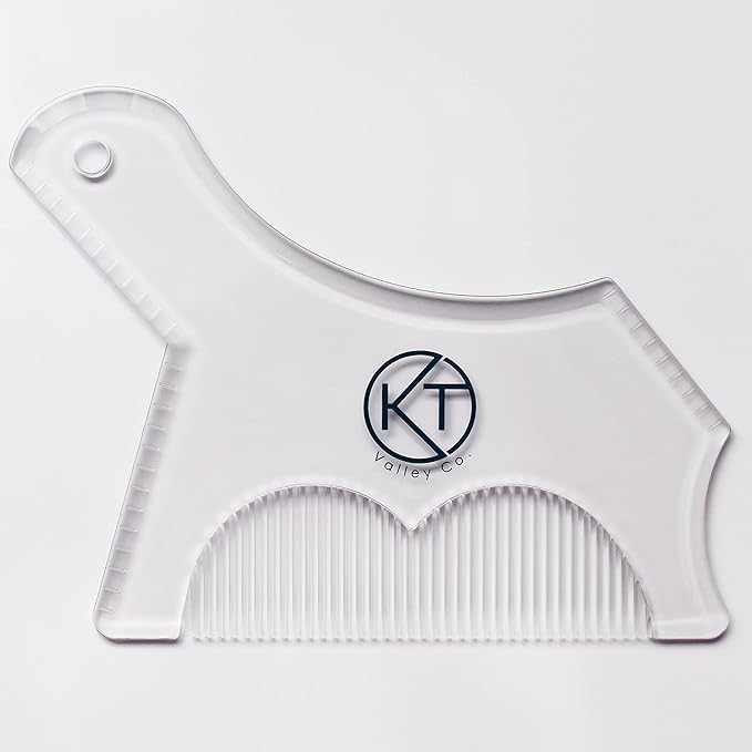KT Valley Co. Men’s Beard Shaping Tool Transparent Design for Men's Jaw Cheek Neck Line Symmetric Curve, Professional Beard Guide Styling Comb Works w/All Types of Razors and Beard Trimmers