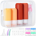 MODENGKONGJIAN 16 Pack Travel Bottles for Toiletries,TSA Approved Silicone Squeezable Travel Shampoo Bottles, 3oz Leak Proof Refillable Toiletry Cosmetic Containers (16PCS/Brown)