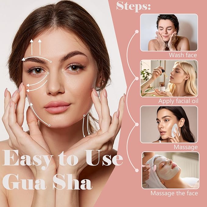 Ao Yee ZGL Gua Sha Facial Massage Tool and Roller Set,Face Depuffing