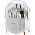 CANITORON Makeup Organizer,Skincare Organizer with 2 Drawers and Transparent Cover,Cosmetic Display Case for Vanity Organizer and Bathroom Countertop Storage.(White)