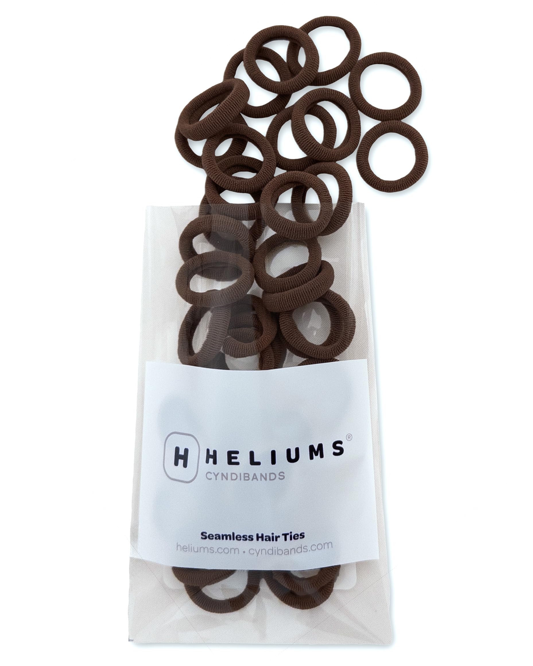 Heliums Extra Small Hair Ties No Damage - Dark Brown - Mini 0.7 Inch Tiny Soft Seamless Hair Bands for Toddlers, Braids, Kids Ponytails- 40 Count
