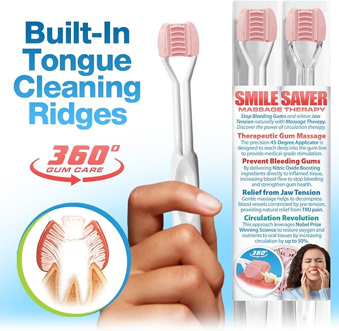 SMILE SAVER 360° Therapeutic Gum Massage for Bleeding Gums, Sensitivity, TMJ & Bruxism – Smile Anti-Aging: Spa Treatment for Your Smile – Morning Massage for Healthy Gums - Made in America