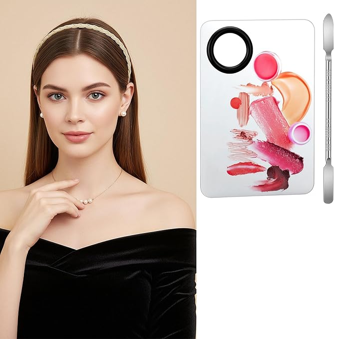 Hadnves Makeup Mixing Palette and Eye Shadow Brushes Set, Makeup Palette with Spatula for Facial Cosmetic Nail Art Pigment Blending, Eyeshadow Makeup Blending Brushes for Concealer Eyebrows Eyeliner