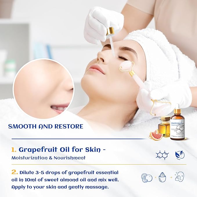 HIQILI Grapefruit Essential Oil for Skin Care, Diffuser and Aromatherapy