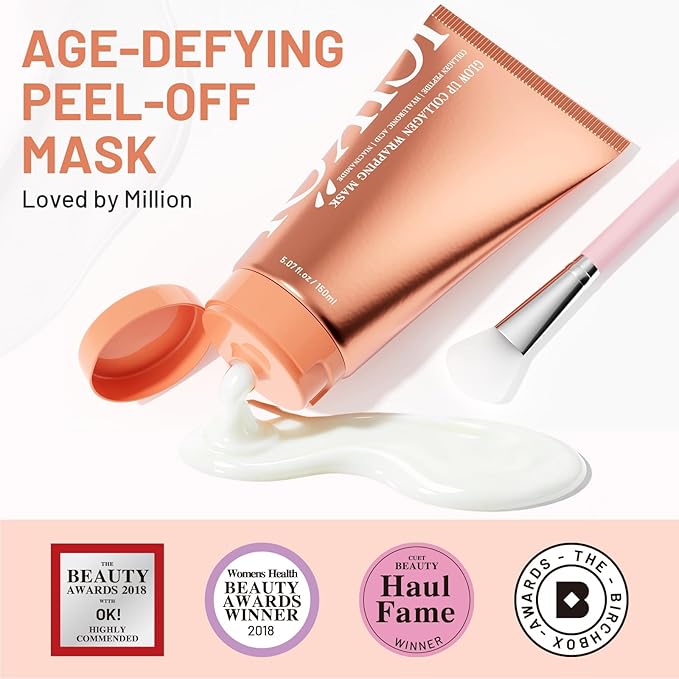 Collagen Peptides Night Wrapping Face Mask, Hyaluronic Acid Peel Off Masks with Vitamin E for Deep Hydrating and Smooth Looking, Overnight Facial Mask for Women Glass Skin, 150ML Large Size