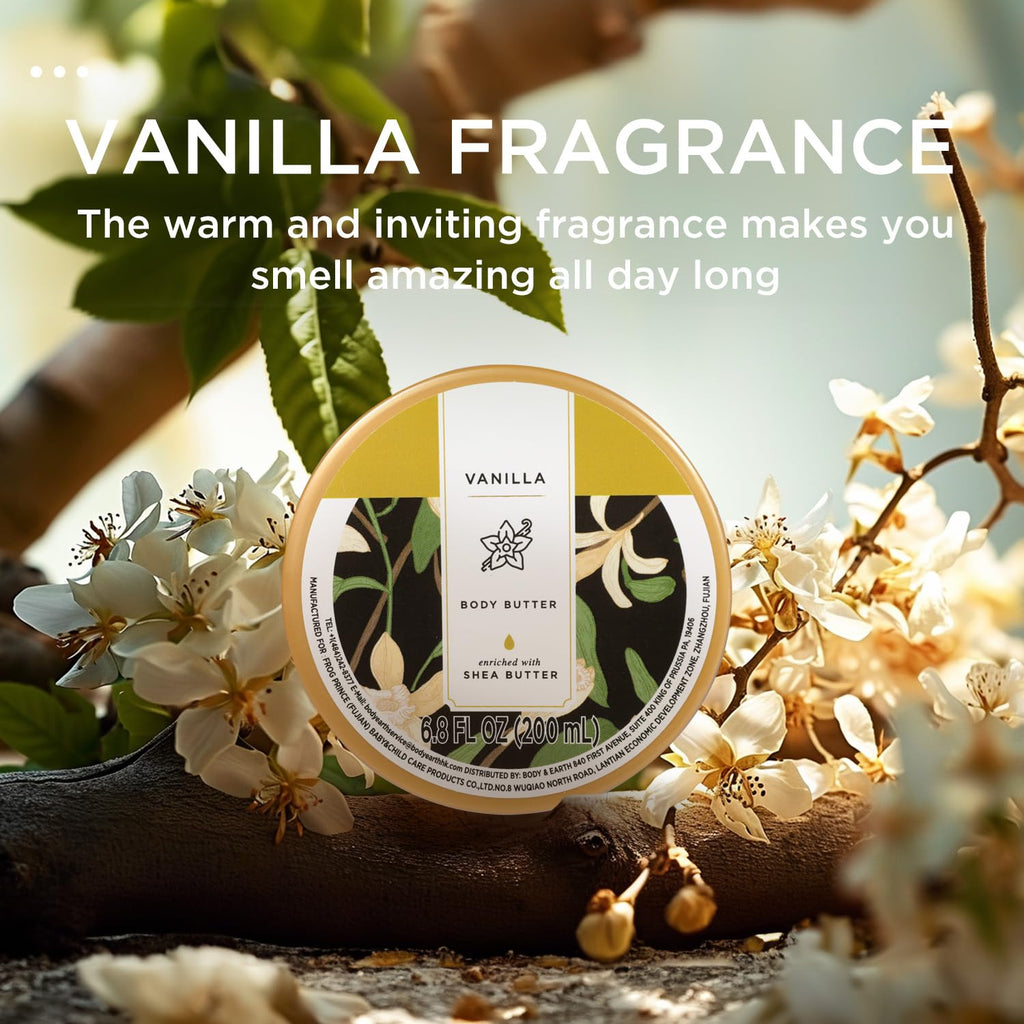 Princess Belle Vanilla Body Butter, Body Moisturizer for Dry Skin with Natural Shea Butter, Vanilla Body Care for Skin Deep Moisturizing and Softening-200ml(6.8 floz)