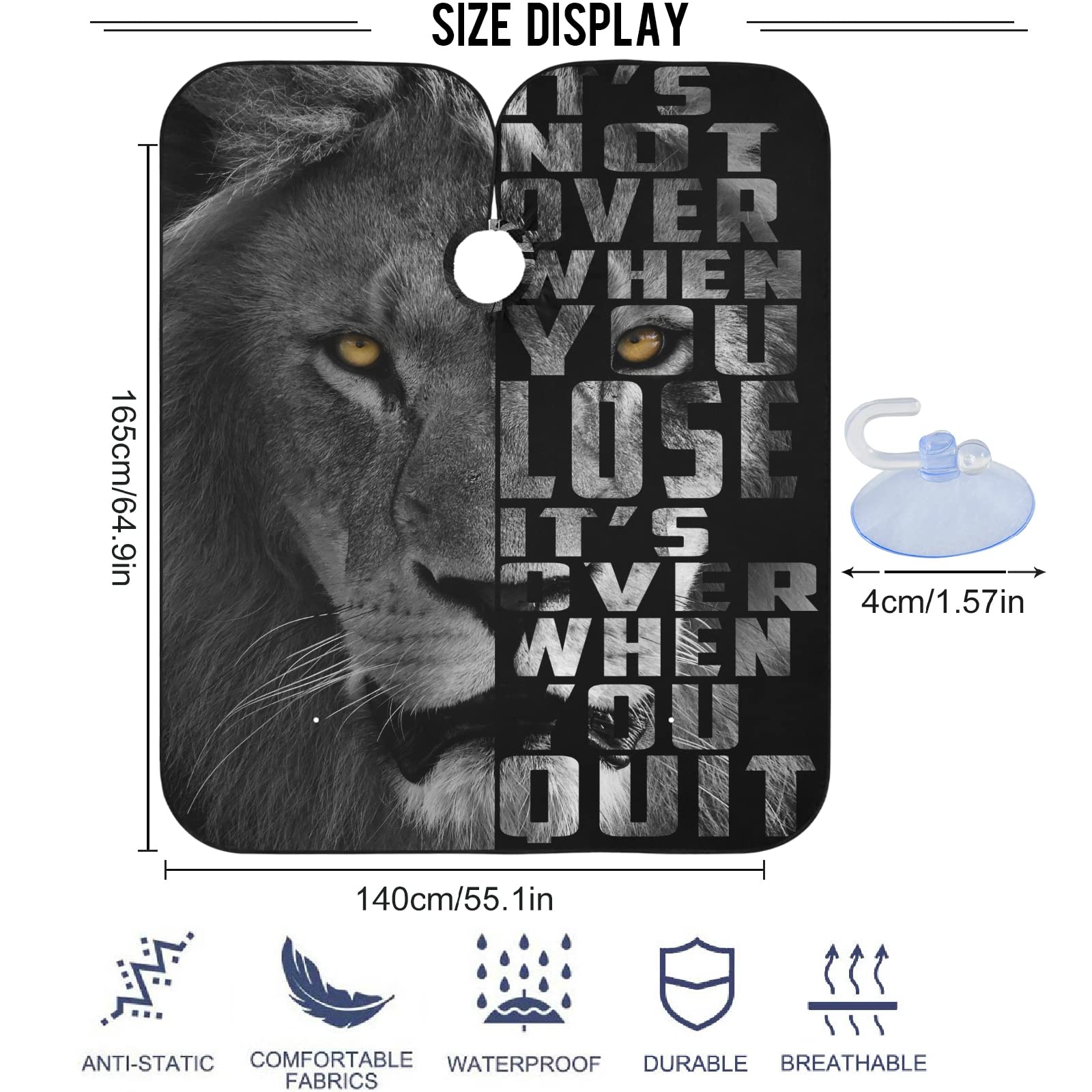 Visesunny Barber Cape - Cool Tiger Polyester Hair Cutting Salon Apron Anti-Static Haircut Water-Resistant Shaving Cloth Beard Shaving Bib