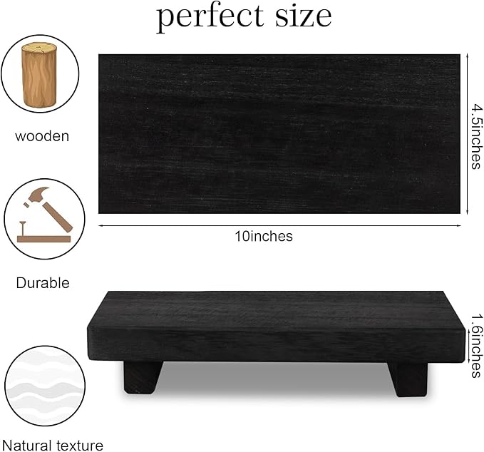 Wood Bathroom Tray Farmhouse Decor Kitchen Soap Holder, 10"x4.5" Black
