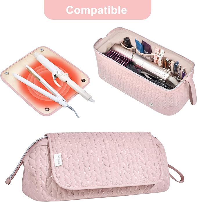 KarSyon Hair Tools Travel Bag with Hot Tool Mat 2 in 1 Organizer Bags