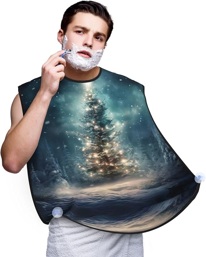 Fall Pumpkin Print Beard Bib Shaving Apron, Beard Hair Trimming Cape Gift For Dad