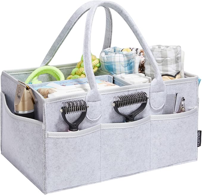HUHYNN Pet Grooming Tote, Dog Grooming Supplies Organizer, Travel Outdoor (Bag ONLY) (Sliver Grey)
