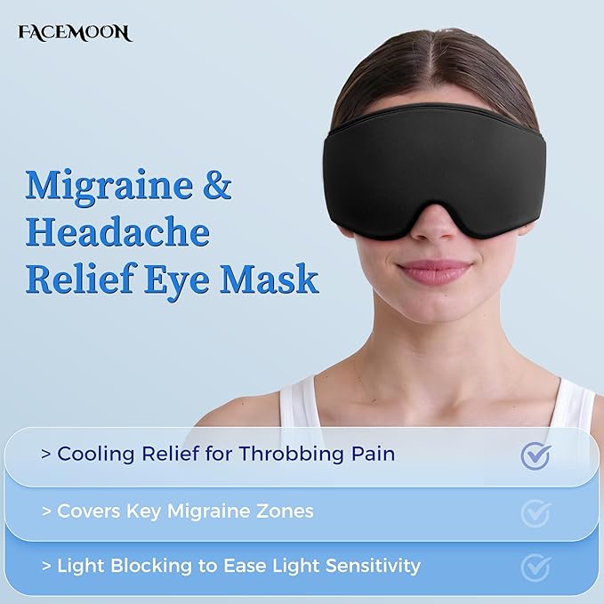 Cooling Gel Eye Mask Sleep: FSA -HSA Eligible, Cold Compress for Puffy Eyes & Migraine Relief - Reusable Gel Weighted Sleeping Mask for Dark Circles & After Surgery, Eye Care,Ice Pack for Eyes, Black