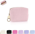 Playexen Mini Makeup Bag, Corduroy Small Cosmetic Bag for Purse, Pink