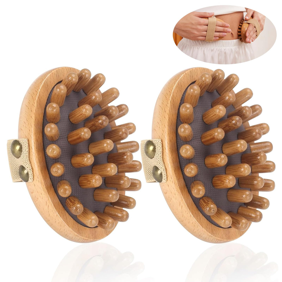 Papipapiqiao Copper Brass Gua Sha Muscle Scraper Tool with Wooden Handle – H62 Brass IASTM Soft Tissue Massage Tool for Fascia Release & Scar Tissue Relief – Deep Tissue Scraping Tool for Back & Body