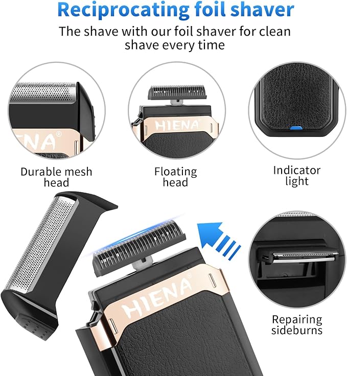 HIENA PRO Professional Hair Clipper Set & Trimmer Kit for Men, Cordless Barber Clippers, Electric Beard Trimmer Foil Shaver & Men's Facial Grooming Tool Kit, Gifts for Men (267+003A+814)