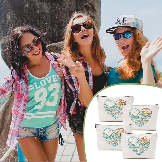 DHKG 4pcs Camping Gifts for Women Makeup Bag, Travel Essential Cosmetic Bag