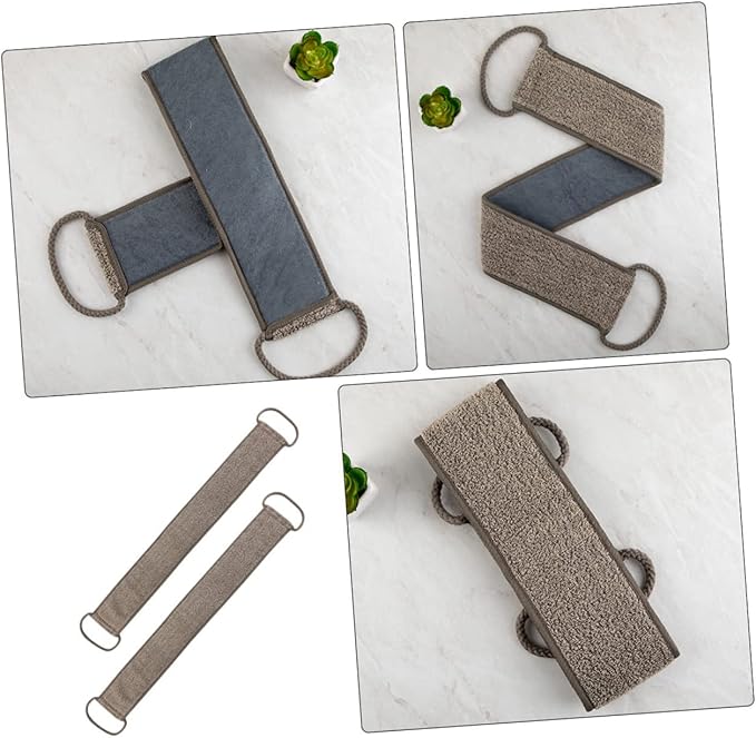 Ipetboom 2pcs Exfoliating Back Scrubber Strap Dead Skin Remover Towel for Deep Cleansing Comfortable Grip Skin Types for Back Neck and Shoulder Care