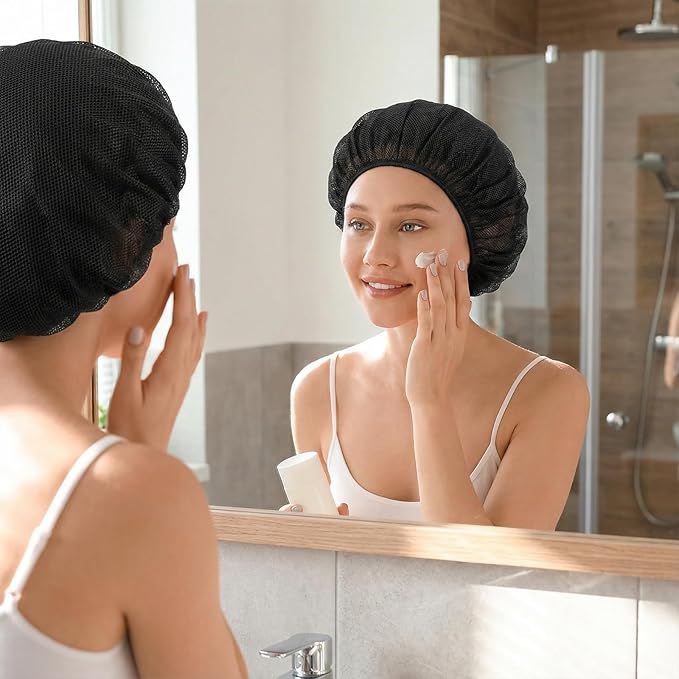 4 Pcs Mesh Hair Net Sleeping Bonnets Night Hair Nets Cap Colorful Plopping Polyester Cap Hairnet Snoods Wrap Bath Clean Wash Face Protector for Women Drying Curly Long Natural Straight