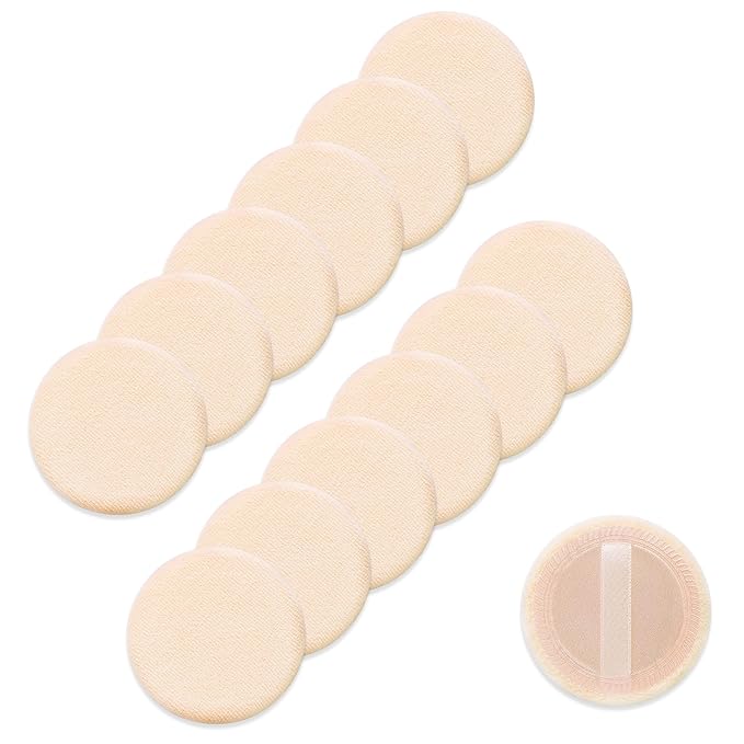 Molain Powder Make Up Puff For Face Makeup Setting 12 PCS Mini Pressed Loose Powder Body Make Up Sponge Blending Applicator Cosmetics Small Velour Beauty Press Foundation Pads Wet And Dry Makeup