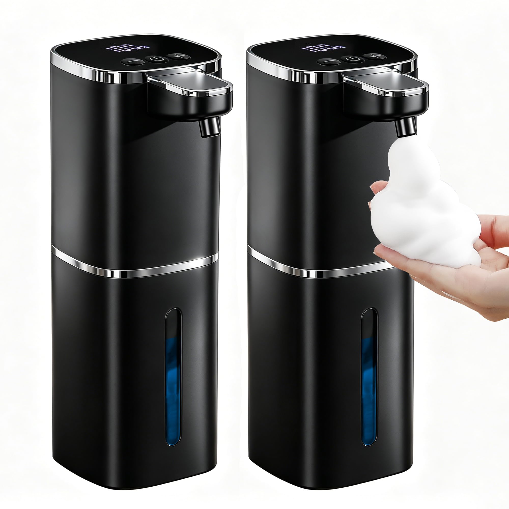 2 Pack Automatic Foaming Soap Dispenser, Touchless Rechargeable