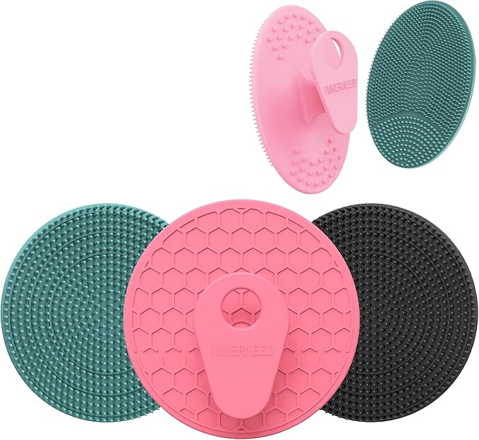 INNERNEED Silicone Body Scrubber Gentle Exfoliating Brush, Black+Green+Pink
