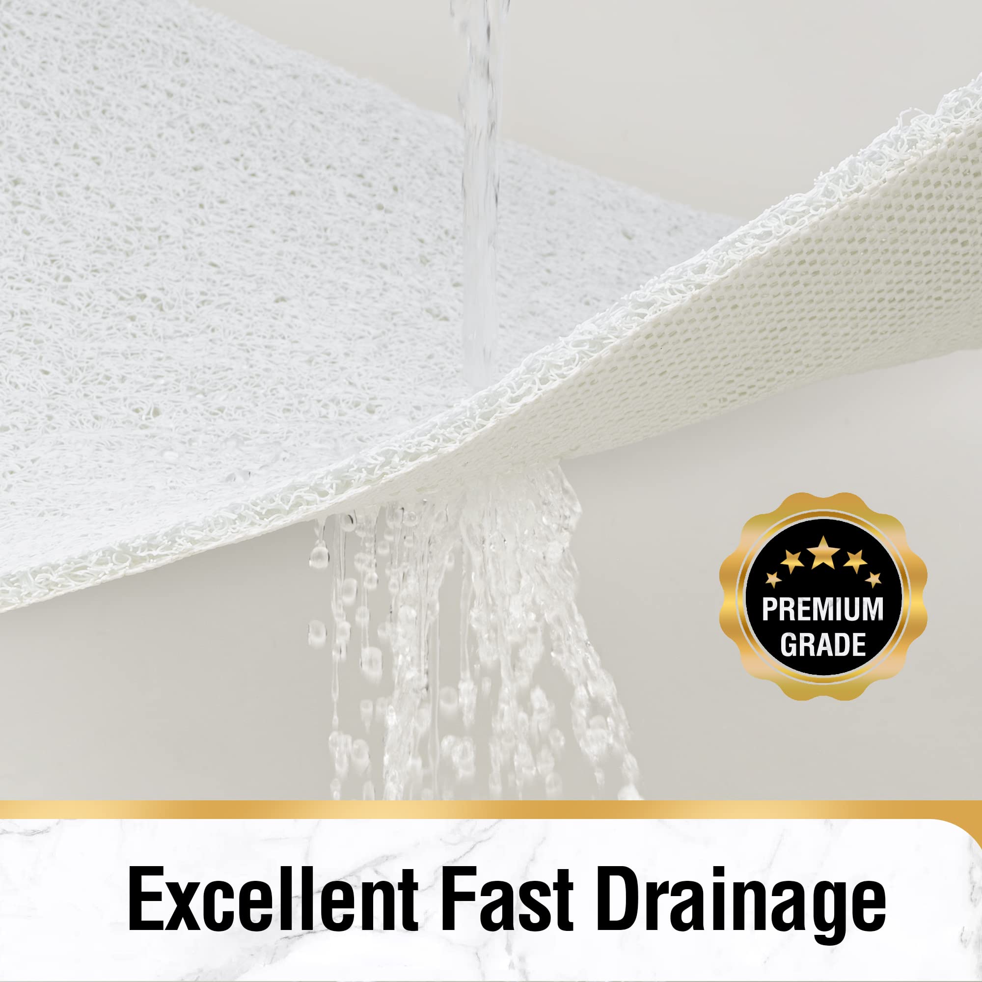 HITSLAM Shower mat Non Slip, 24 x 32 Inch Bathtub Mat Non Slip with Drain, Soft PVC Loofah Shower Bath Mat for Tub, Quick Drying Bathroom Shower Mat, White