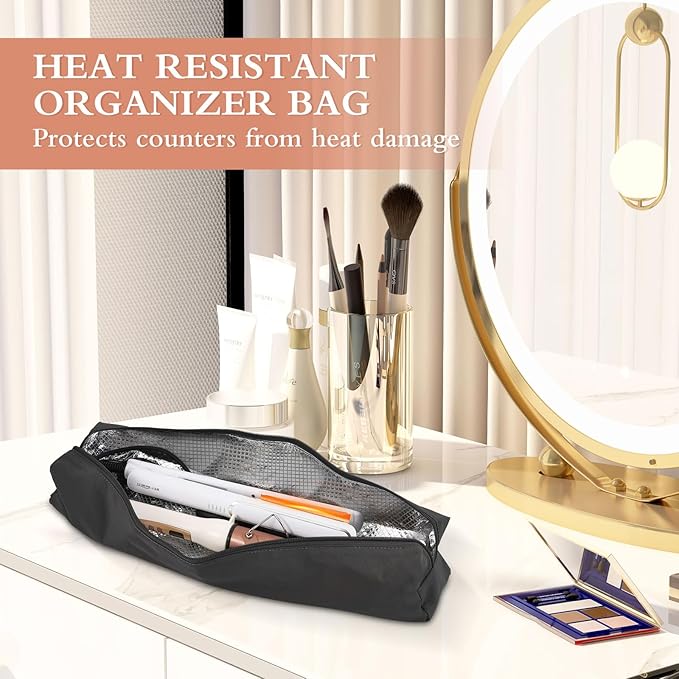 Suafrnut Professional Hot Hair Tools Organizer Bag Portable Travel Heat Resistant Storage Case Pouch for Curling Irons, Flat Irons, Hair Straightener and Styling Tools(17.7" x 3.2"x 3.2")