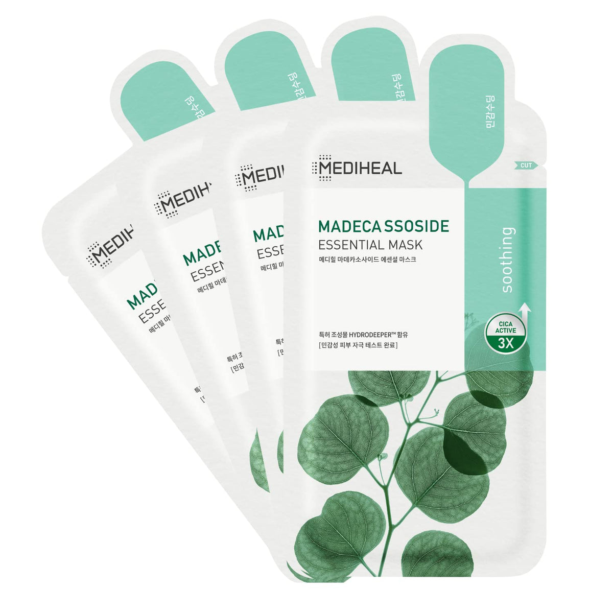 Mediheal Best Korean Sheet Mask - Madecassoside Essential Face Mask 10 Sheets For Sensitive Blemish Prone All Skin Types Hydrating Moisturizing Calming Soothing