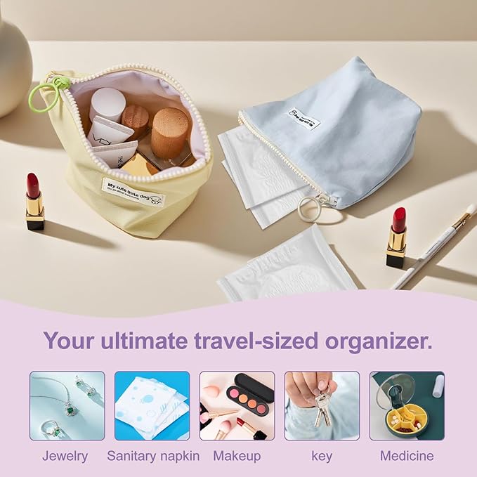 4 Pcs Period Bags for Teen Girls, Cute Sanitary Napkin Storage Bag, Discreet Menstrual Pouch, Mini Makeup Bag, Travel Toiletry Bags