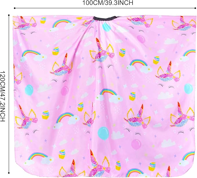 PAMAID Kids Haircut Cape Waterproof Barber Cape Cover, Unicorn Hair Cutting Cape for Girls with Adjustable Snap Closure (Unicorn)