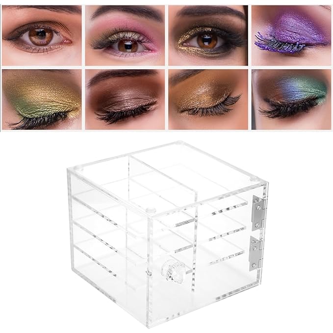 Dioche Acrylic Clear False Eyelash Organizer Case, 8 Layers False Eyelash Extension Carrying Box Acrylic Storage Box for Grafting Lash Extension, Cosmetic Makeup Storage Box