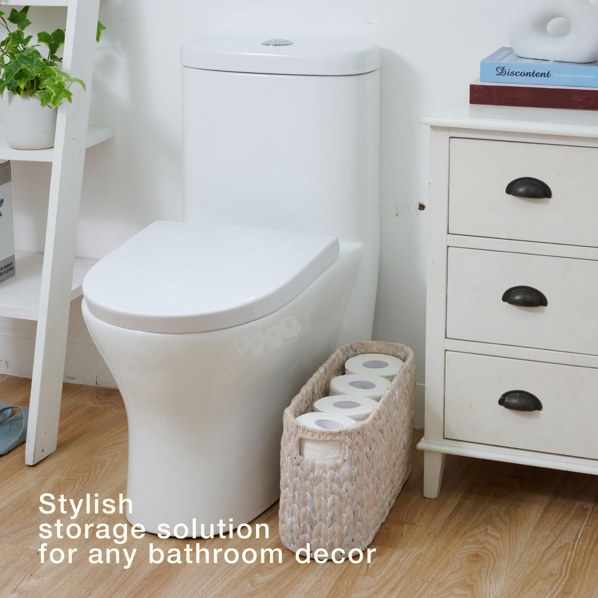 Toilet Paper Storage Basket, Toilet Paper Holder with Storage for Up to 8 Rolls, Rattan Bathroom Accessories