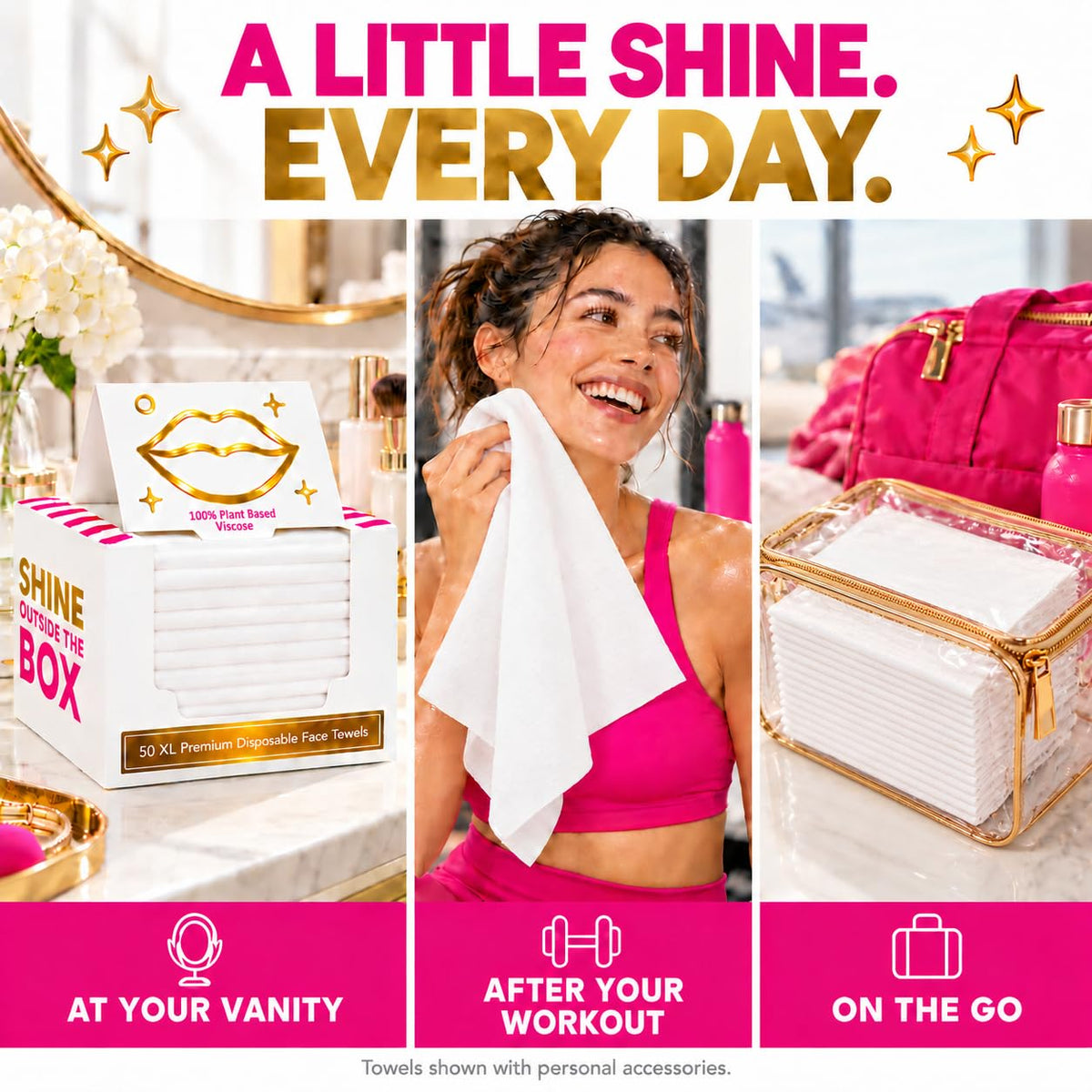 Shimmer Anna Shine XL Disposable Face Towels – 50 Count Ultra-Soft Lint-Free Dry Facial Wipes, 100% Viscose Towels for Skincare, Makeup Removal & Sensitive Skin