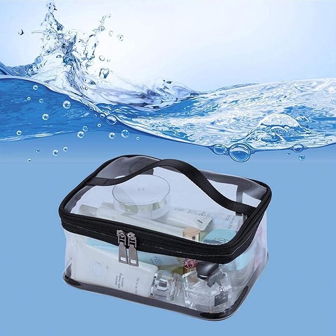 Black Makeup Bag Zipper Waterproof Portable Travel Storage Pouch 2 Pcs