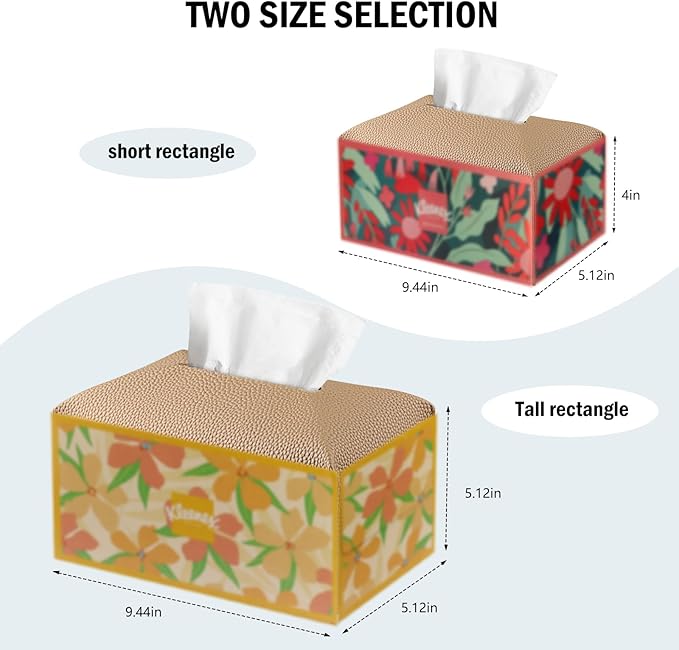 PARIERIS Tissue Box Cover PU Leather Tissue Holder Rectangle Facial Tissue Case Tissue Box Organizer Dispenser for Bathroom, Kitchen, Home, Office, Tabletop (SoftBeige, Tall)