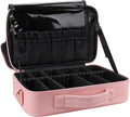 Relavel Makeup Bag Travel Makeup Train Case 13 inches Large Cosmetic Case Professional Portable Makeup Brush Holder Organizer and Storage with Adjustable Dividers and Shoulder Strap (Pink)